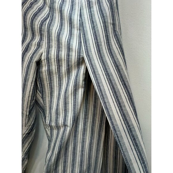 Cal 1850 Womens Striped Linen Blend XL Wide-Leg Pants With Overlap Design - Picture 6 of 14